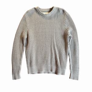 Hollister Mens L Gray Waffle Knit Sweater Crewneck Pullover Cotton Blend